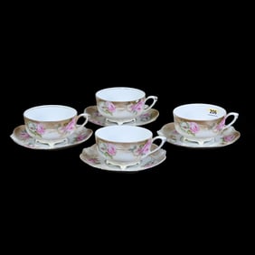 (4) Cups And Saucers Marked R.S. Germany
