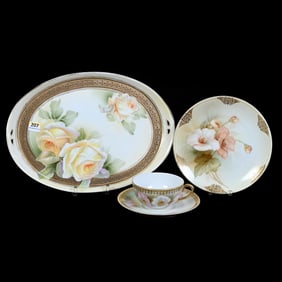 (3) Items With Rose Decor, Prussia Style