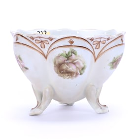 Footed Nut Bowl Marked Old Ivory, Classic Rose Decor
