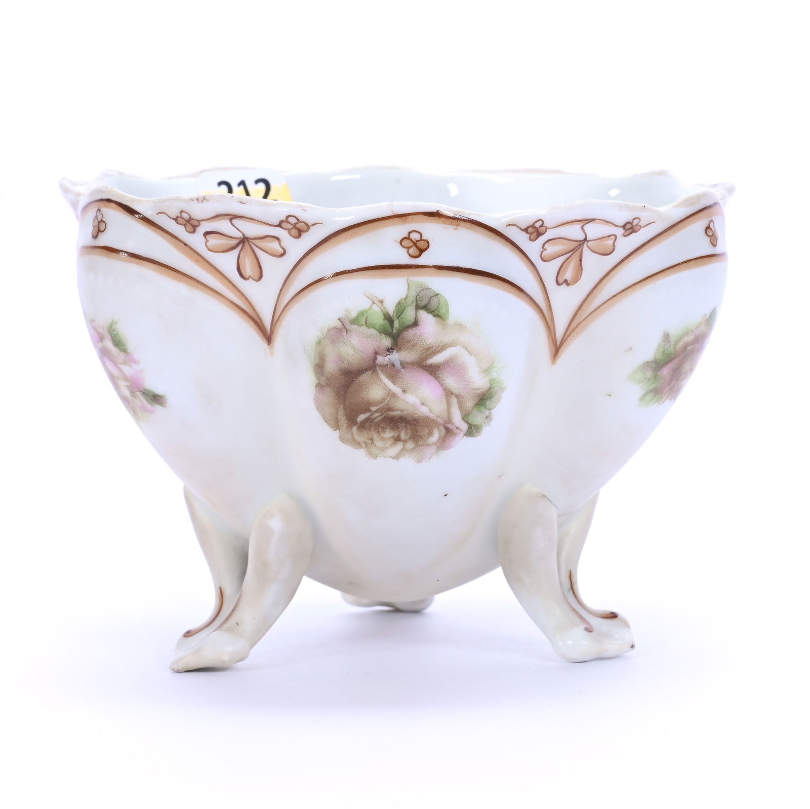 Footed Nut Bowl Marked Old Ivory, Classic Rose Decor (1 of 4)