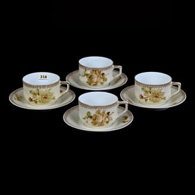 (4) Coffee Cups And Saucers Marked Old Ivory #200