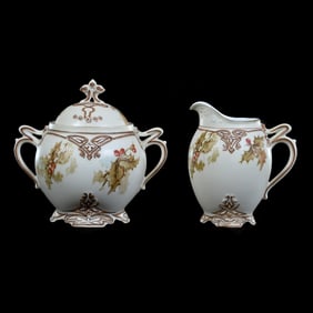 Creamer And Sugar Marked Old Ivory XXII