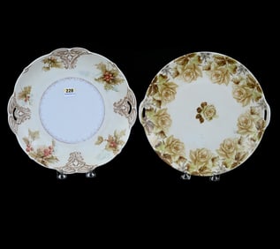 (2) Plates Marked Old Ivory #XXII (Holly) And One With No Number With Roses