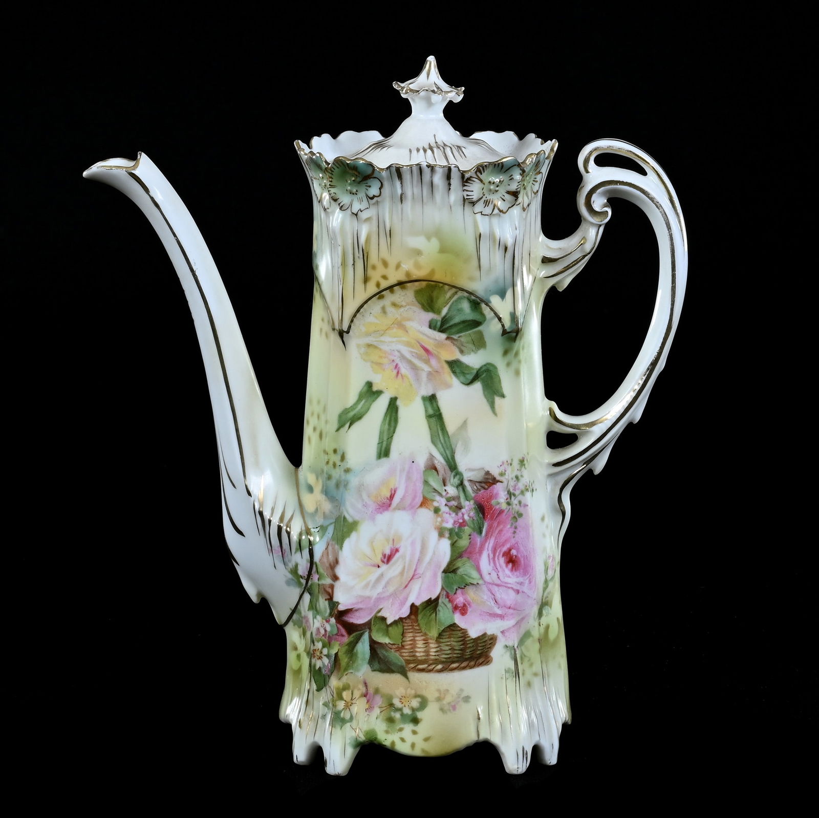 Coffee Pot, Unmarked R.S. Prussia, Hanging Basket Decor (1 of 3)