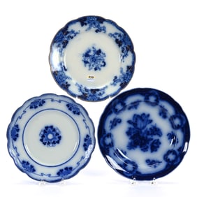 (3) Plates, Flow Blue Ironstone