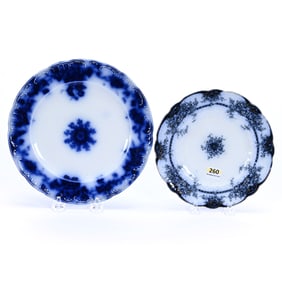 (2) Plates, Flow Blue
