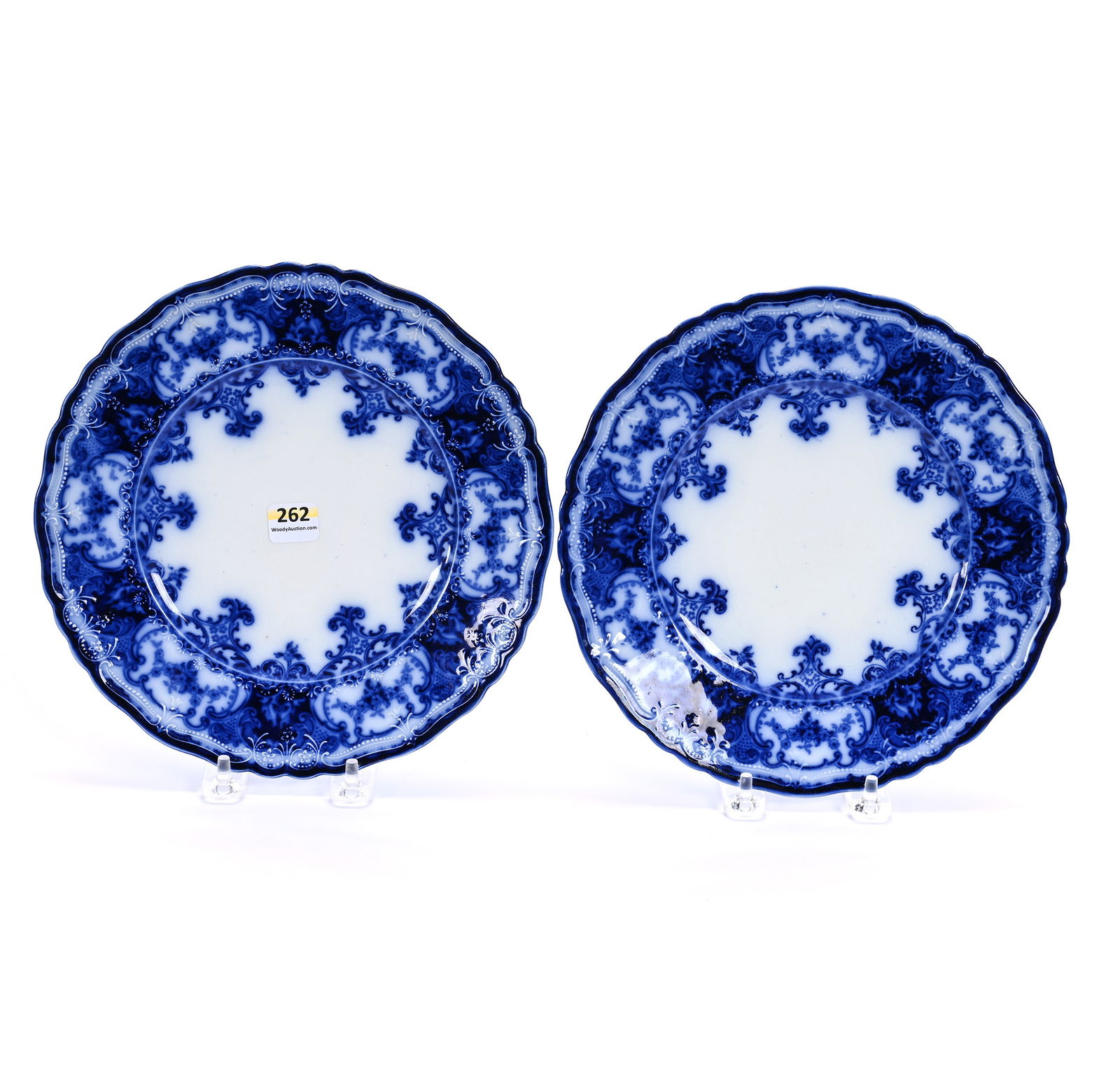 Pair Plates, Flow Blue Marked Haddock, Dainty Pattern (1 of 2)