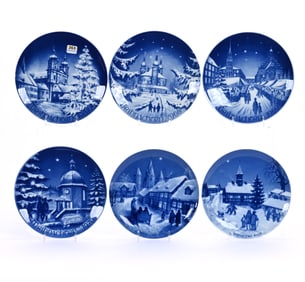 (6) Flow Blue Souvenir Plates