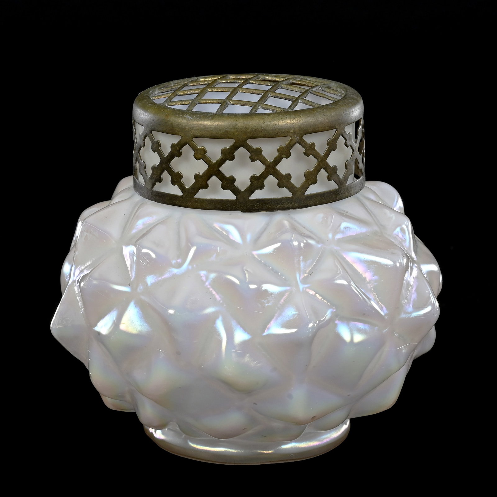 Vase With Original Gilt Metal Flower Frog, Attributed To Kralik Art Glass (1 of 3)