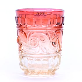 Tumbler Marked Baccarat Rose Tiente, Embossed Scroll Design