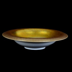 Center Bowl, Unmarked Steuben Gold Calcite Art Glass