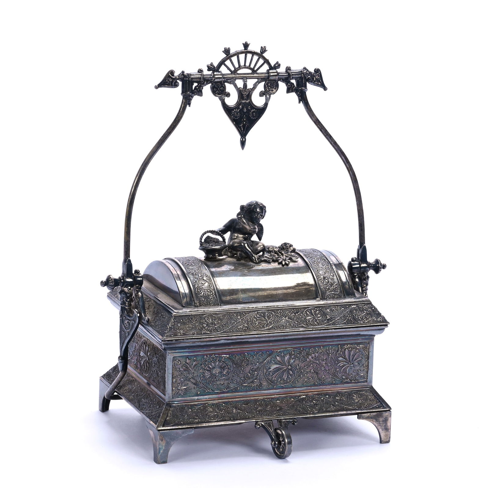 Mechanical Jewel Casket, Silverplate Marked Middletown #16 (1 of 5)