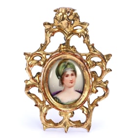Oval Plaque Marked Germany, Hand Painted Portrait Of Letizia Bonaparte