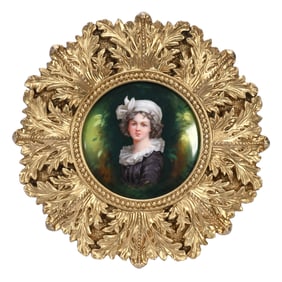 Round Porcelain Plaque, Unmarked German