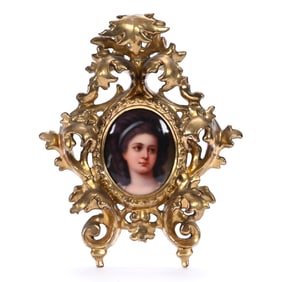 Porcelain Plaque Marked Firenze, Hand Painted Potocka Portrait
