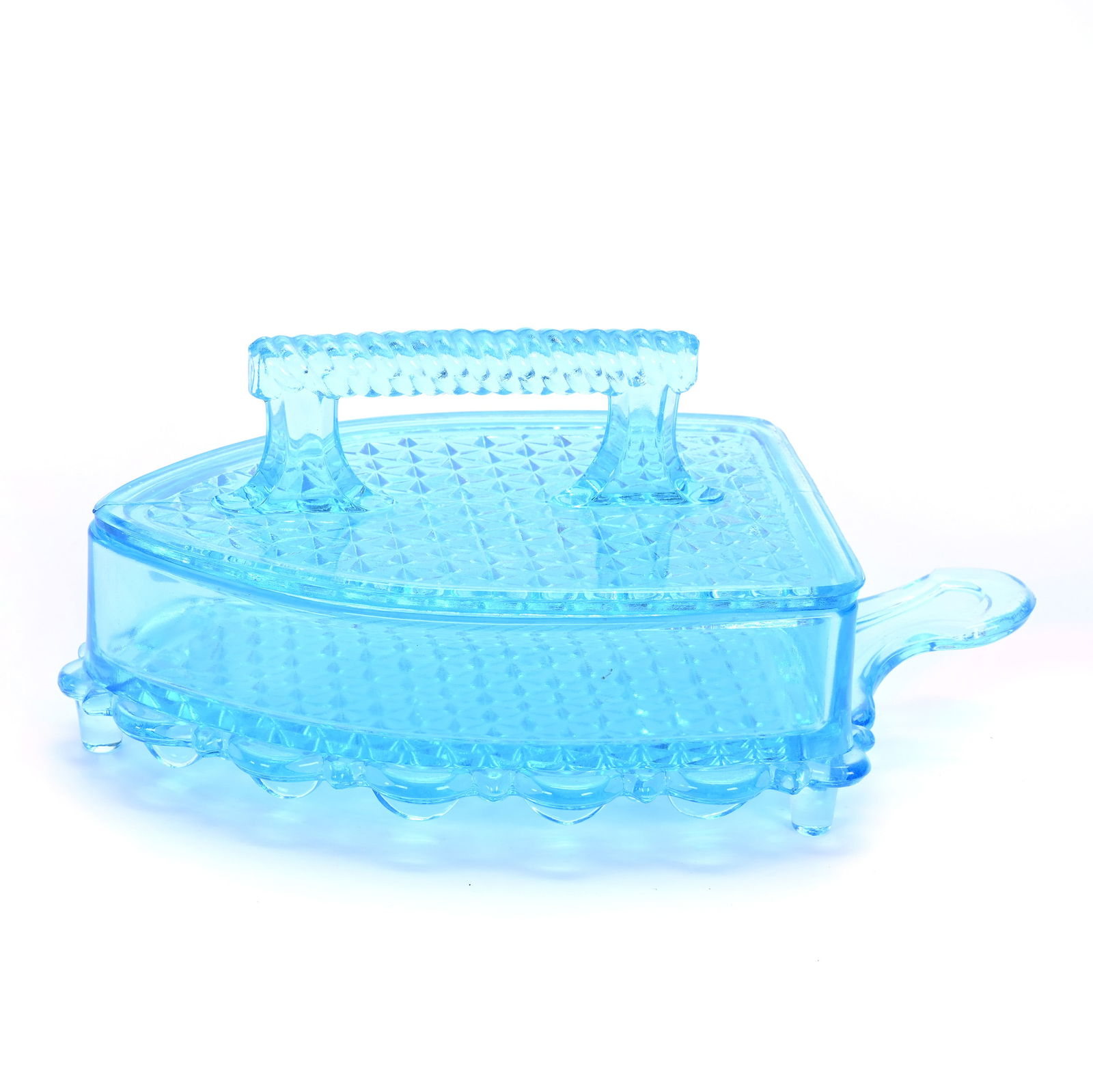 Figural Covered Candy Dish, Solid Blue Pattern Glass Attributed To L.G. Wright (1 of 2)