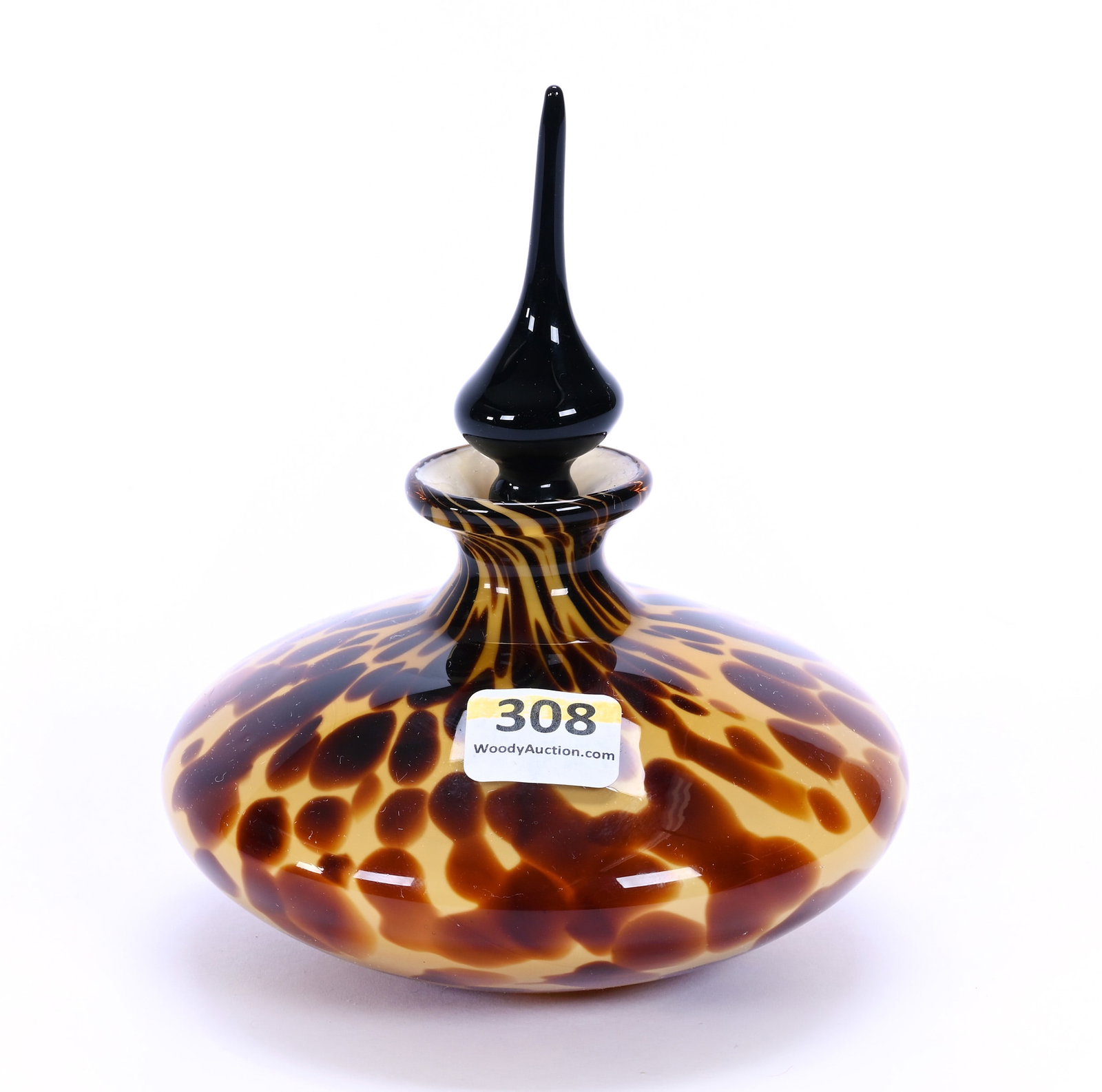 Perfume Bottle, Cased Tortoise Shell Glass By Silvestri (1 of 3)