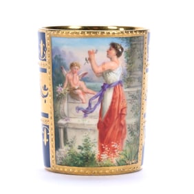 Demitasse Cup, Royal Vienna Beehive Mark, Beautiful Hand Painted Portrait