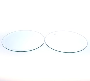 Pair Round Beveled Mirror Plateaus