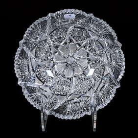 Bowl, American Brilliant Cut Glass, Signed Tuthill Swirled Wheel Pattern