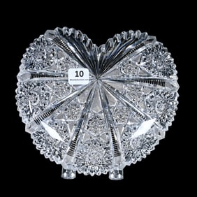 Heart Shaped Plate, American Brilliant Cut Glass, Shell Pattern By Tuthill - Clear Blank!