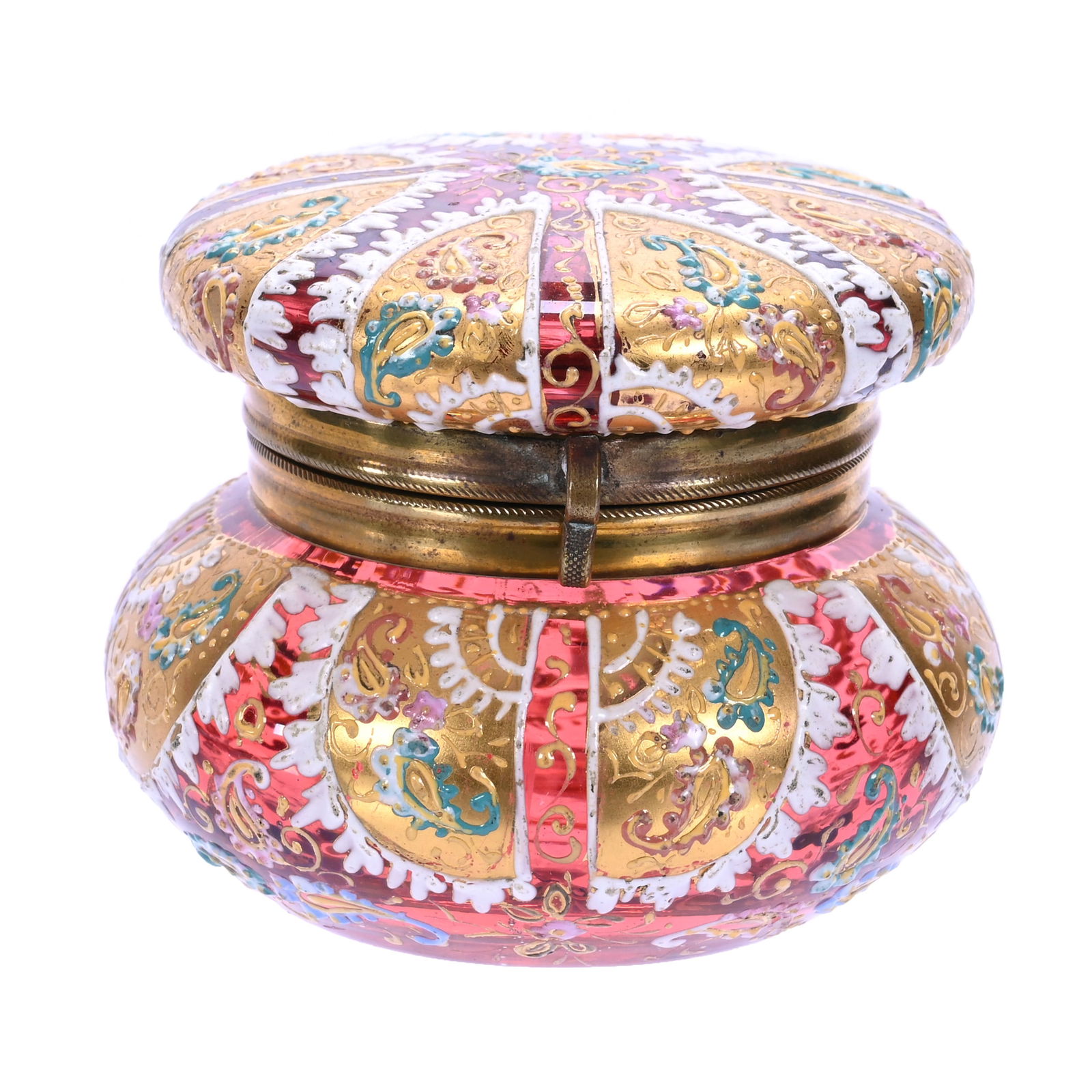 Jewel Box, Cranberry Art Glass, Unmarked Moser (1 of 3)