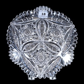 Plate, American Brilliant Cut Glass, Signed Libbey Circles & Arcs Pattern Patented 1903 Designed By 