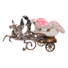 Brides Basket, Pink And White Cased Art Glass Bowl, Jack And Pulpit Shape