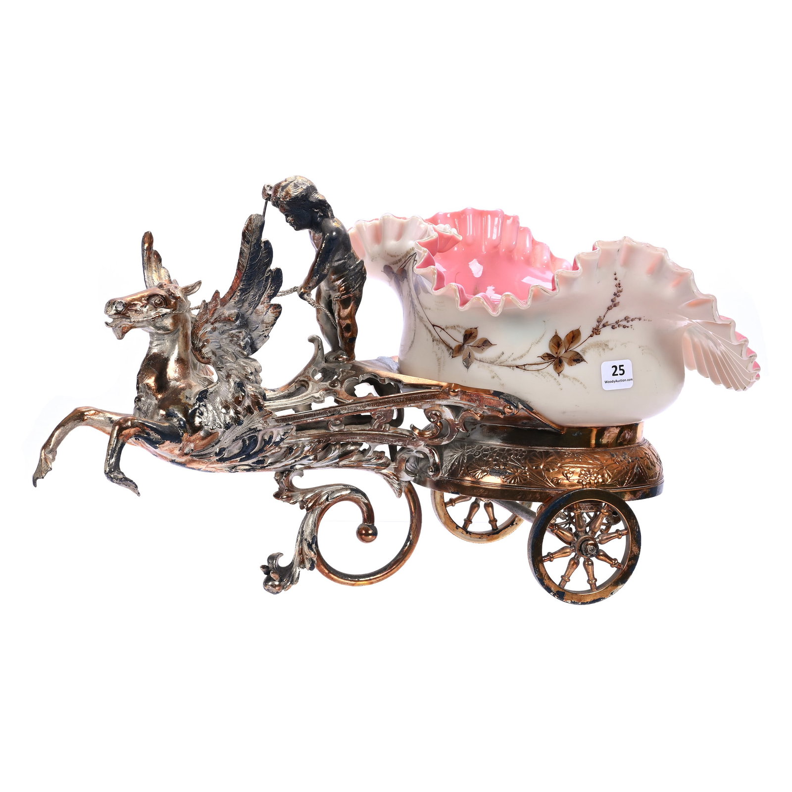 Brides Basket, Pink And White Cased Art Glass Bowl, Jack And Pulpit Shape (1 of 4)