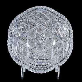 Bowl, American Brilliant Cut Glass, Signed With Libbey Blank Star Mark, Cut In A Wonderful Cluster M