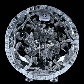 Nappy, ABCG, Engraved Acorn Pattern Designed By W.C. Anderson For American Cut Glass