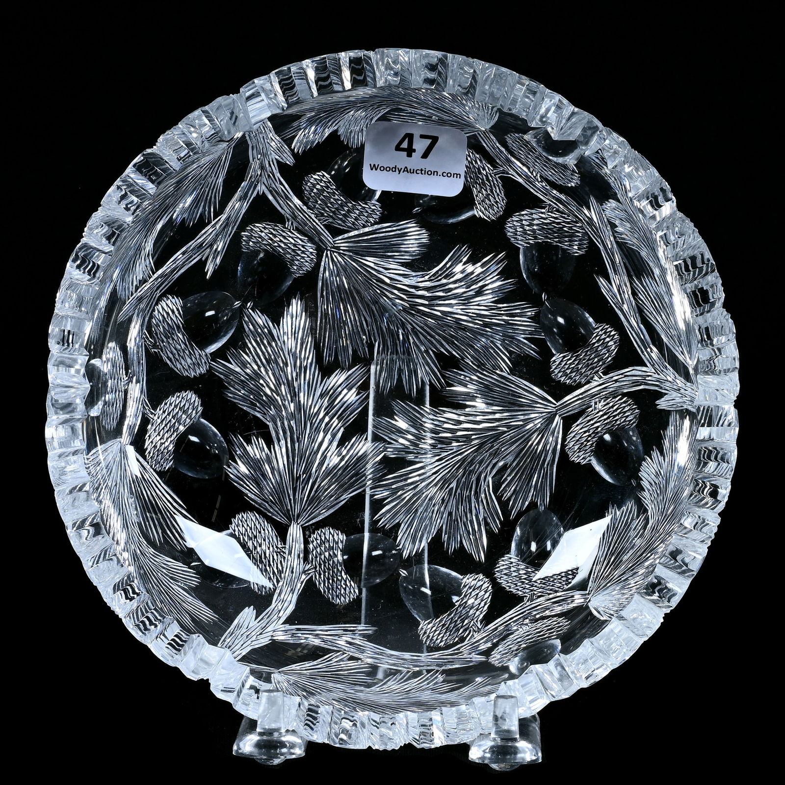 Nappy, ABCG, Engraved Acorn Pattern Designed By W.C. Anderson For American Cut Glass (1 of 2)