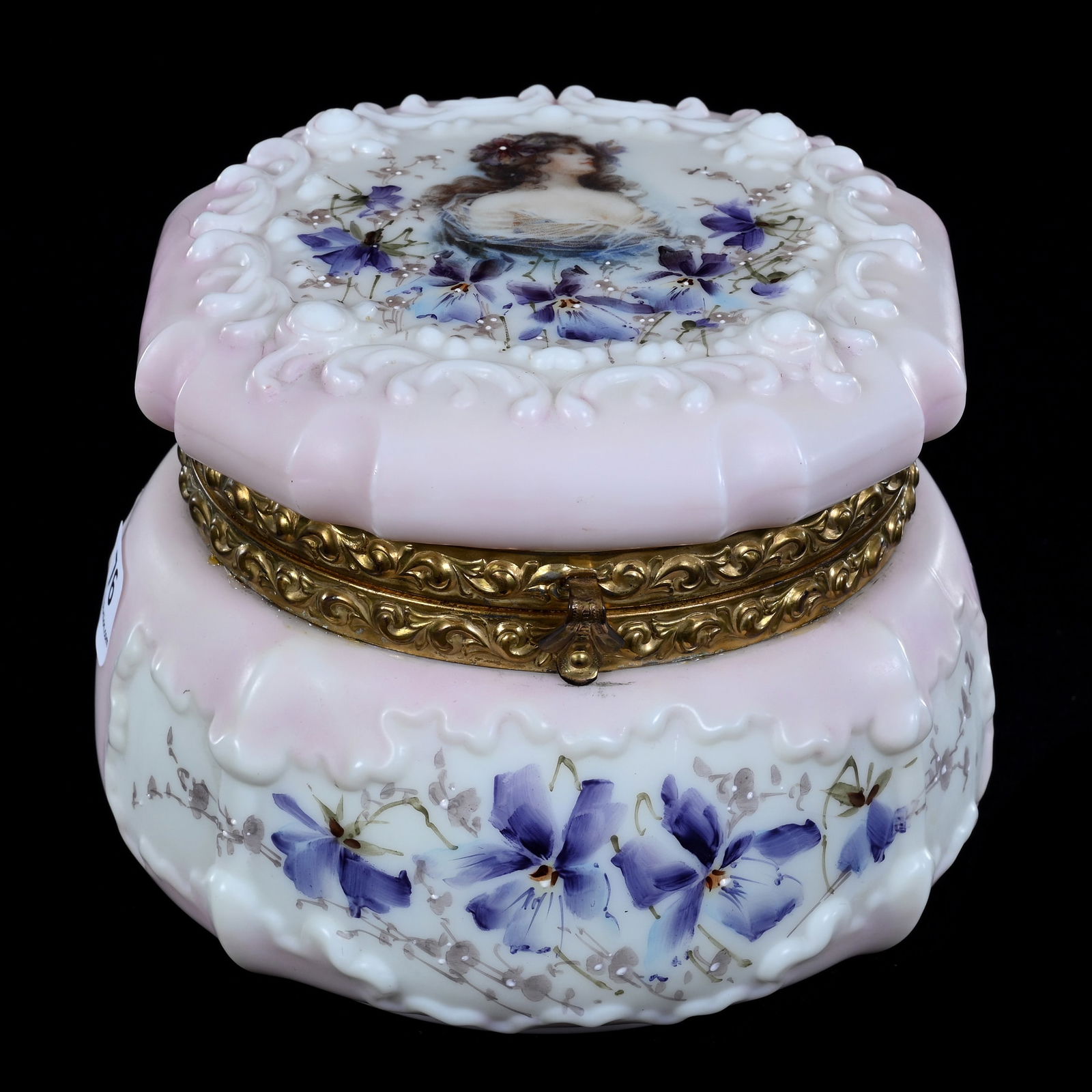 Jewel Box, Wavecrest Stamp Mark, Scroll & Ruffled Mold - Pink & White Tones - Portrait Decor! (1 of 4)