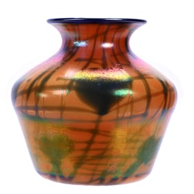 Vase, Imperial Free Hand Art Glass, Original Paper Label