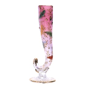 Pedestal Cornucopia Bud Vase, Moser Art Glass
