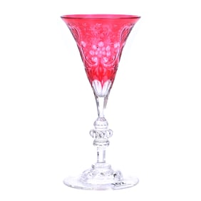 Sherry Stem, BPCG, Cranberry Cut To Clear, Attributed To Webb
