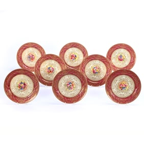 (8) Dinner Plates, Marked Royal Worcester, Made For Ovington Bros. New York - Chicago