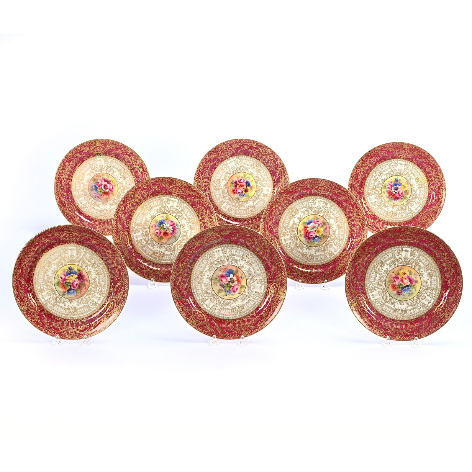 (8) Dinner Plates, Marked Royal Worcester, Made For Ovington Bros. New York - Chicago (1 of 4)