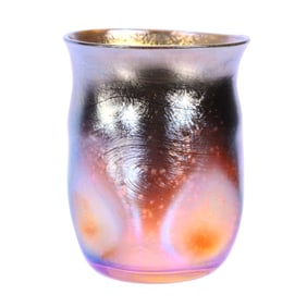 Whiskey Tumbler Signed LCT #N8061, Tiffany Art Glass, Gold Iridescent