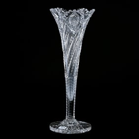 Trumpet Vase, ABCG, Signed Hawkes, Comet Type Pattern