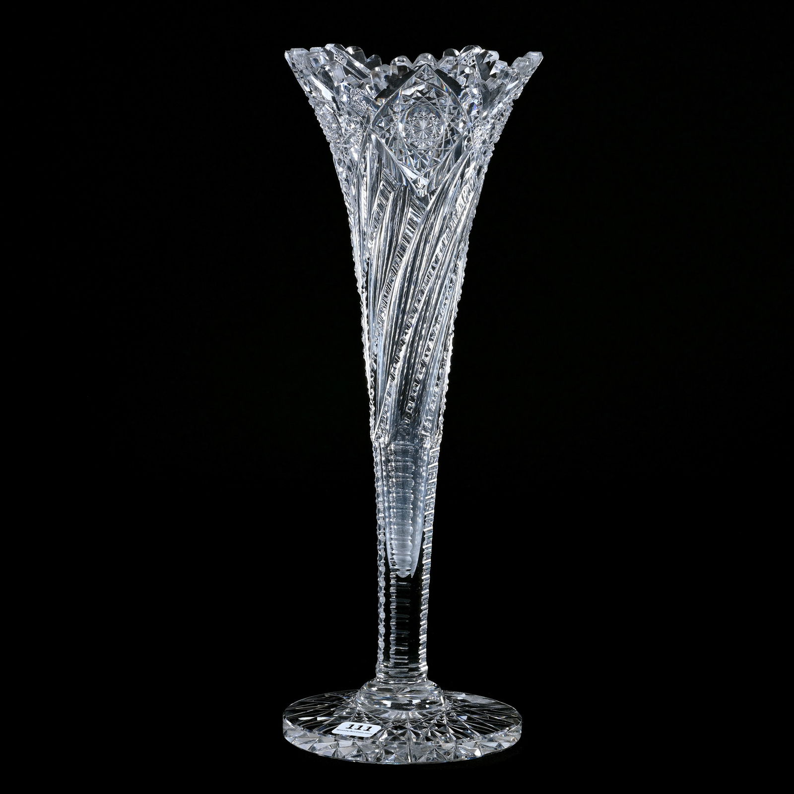 Trumpet Vase, ABCG, Signed Hawkes, Comet Type Pattern (1 of 3)