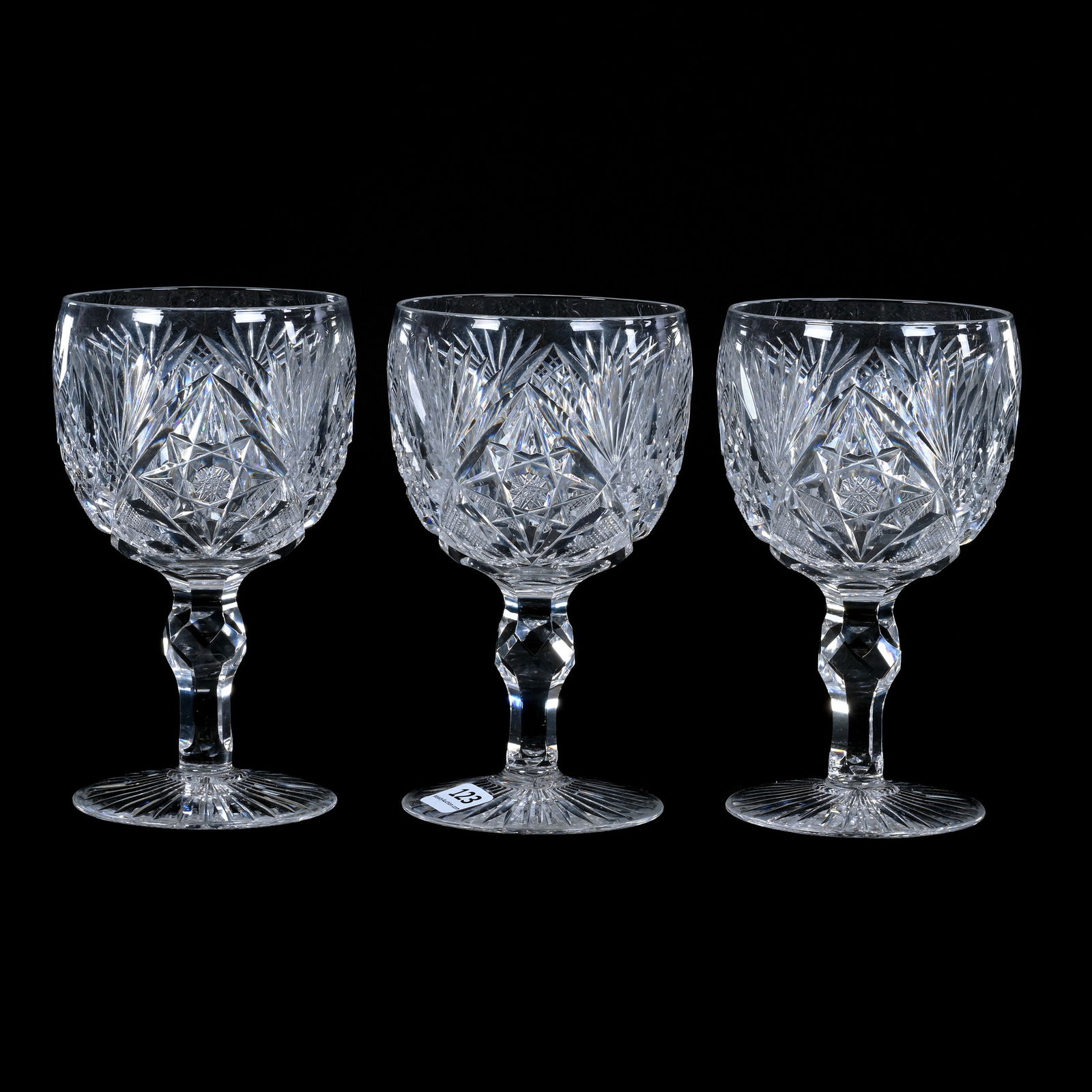 (3) Goblets, ABCG, Signed Libbey Corinthian Pattern  (1 of 3)