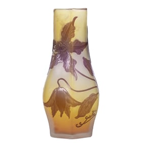 Vase, Six-Sided, Signed Galle French Cameo Art Glass
