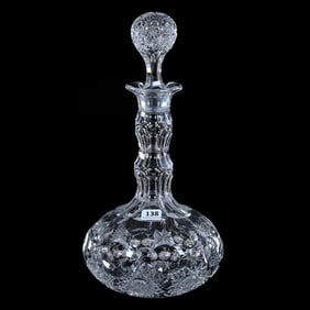 Decanter, ABCG, Hobstar, Punty And Star Motif, Pattern Matched Stopper