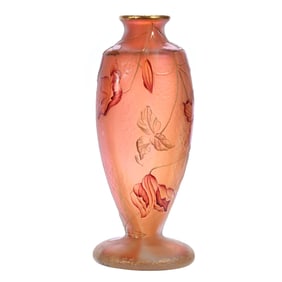Pedestal Vase Signed Daum Nancy French Cameo Art Glass