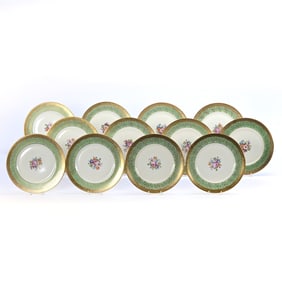 (12) Dinner Plates, Marked Pickard On Bavarian Blank
