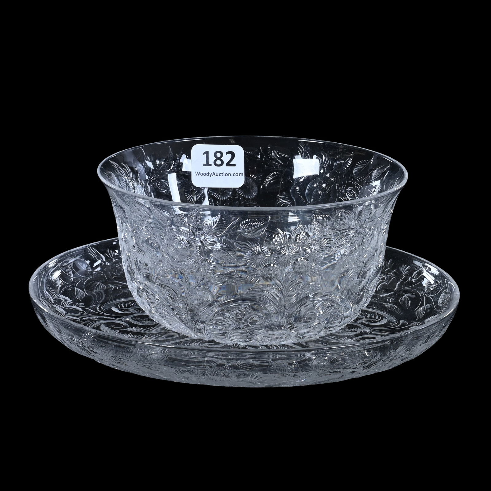 Finger Bowl & Underplate, BPCG, Finely Engraved Scroll & Rose Decor (1 of 3)