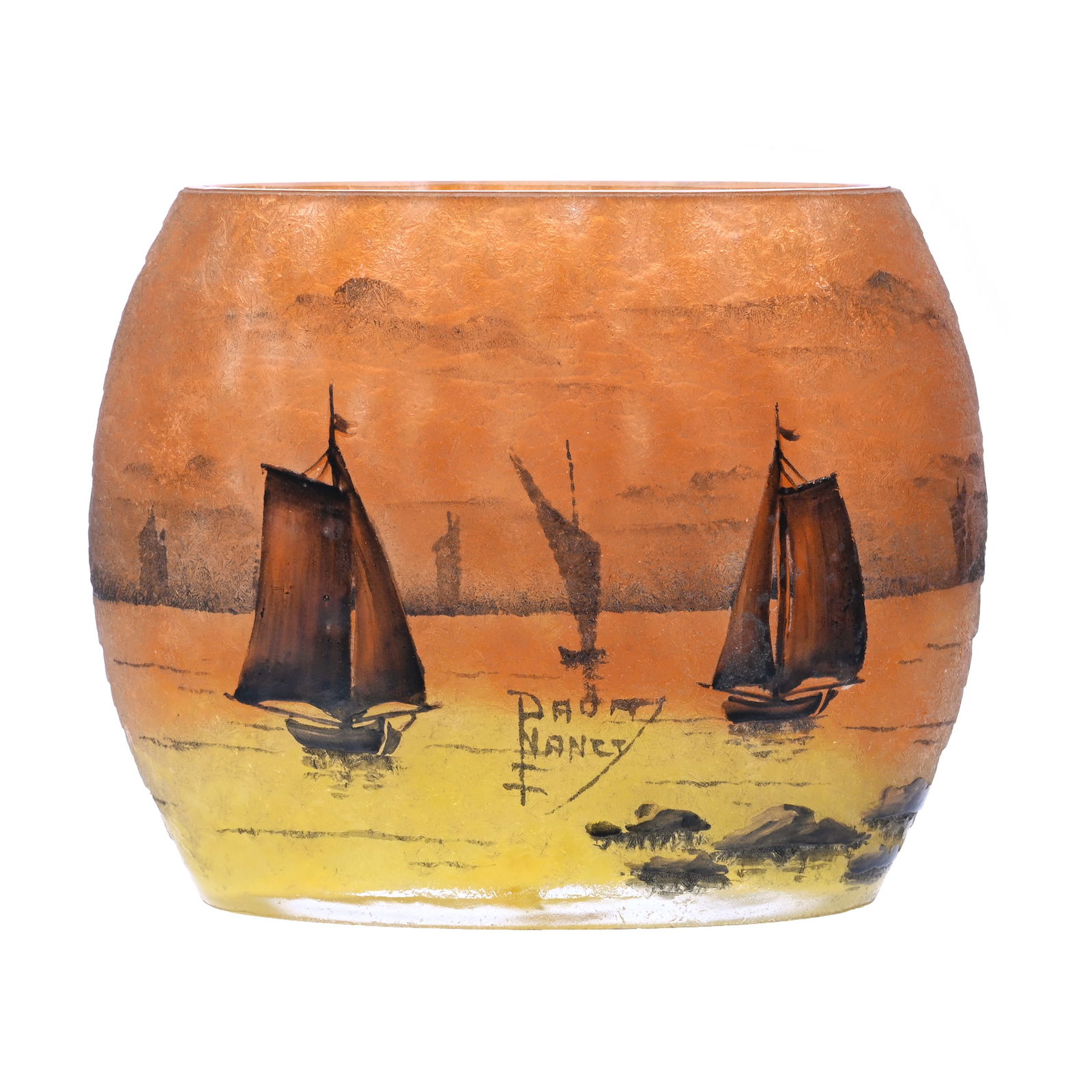 Oval Vase, Signed Daum Nancy, French Cameo Art Glass (1 of 4)