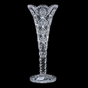 Trumpet Vase, ABCG, Signed Hawkes Queens Pattern