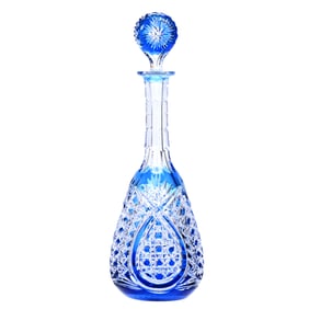 Cordial Decanter, BPCG, Cobalt Blue Cut To  Clear